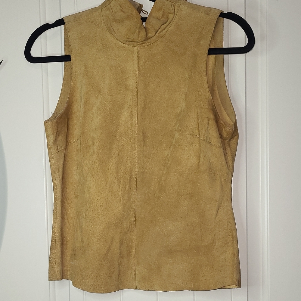 Vintage Authentic Leather Tan Top